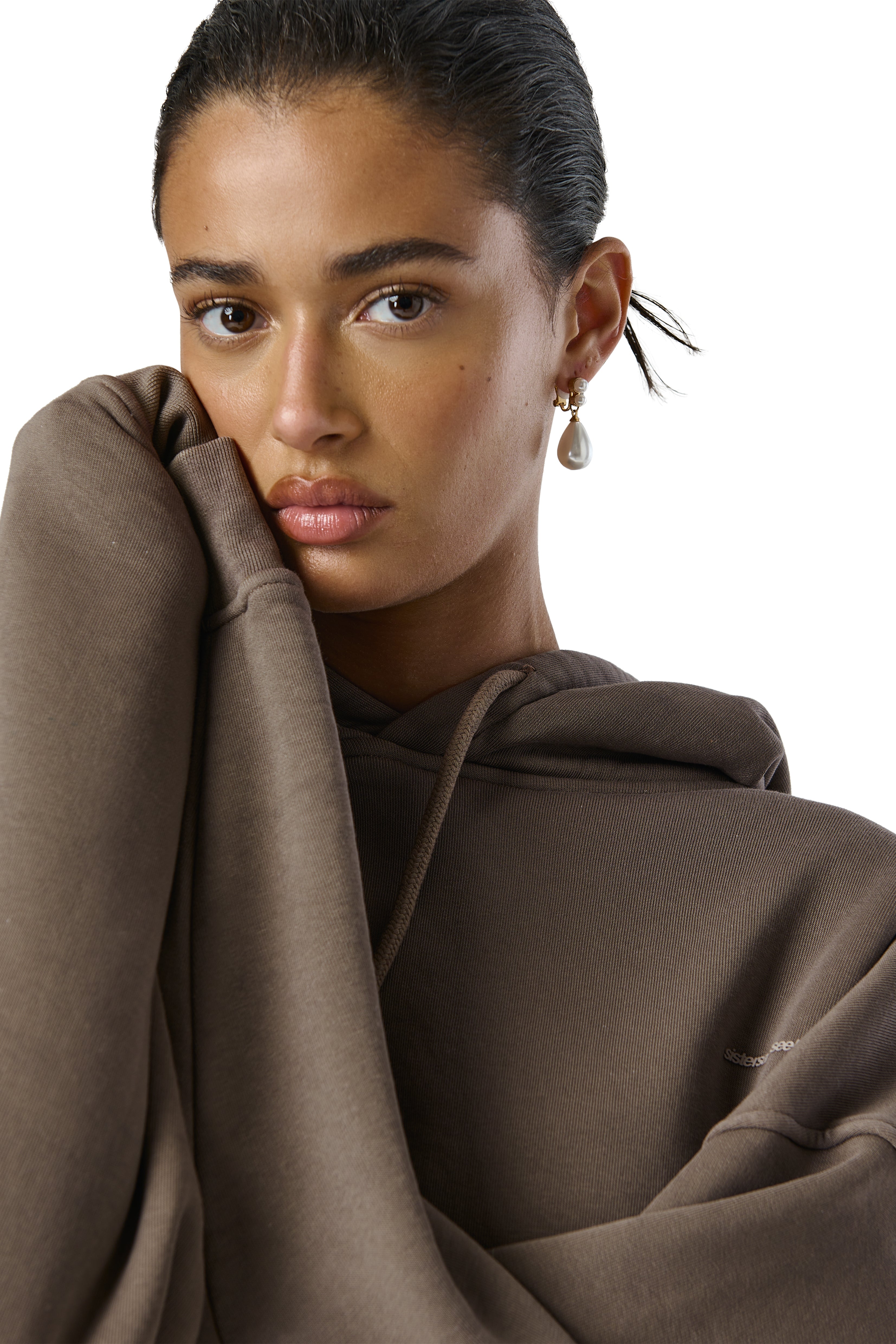 Model Iman is 5'8 and wears size S.